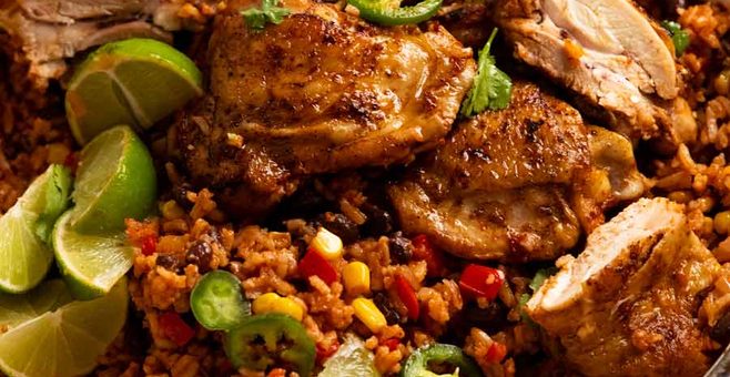 Freshly made One Pot Mexican Chicken and Rice