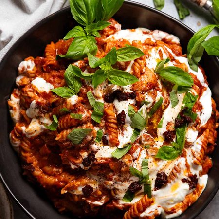 One pot whipped ricotta chicken pasta
